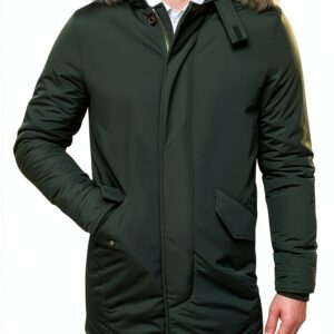 Giaccone Parka Uomo Slim Fit Invernale Verde Marrone-0