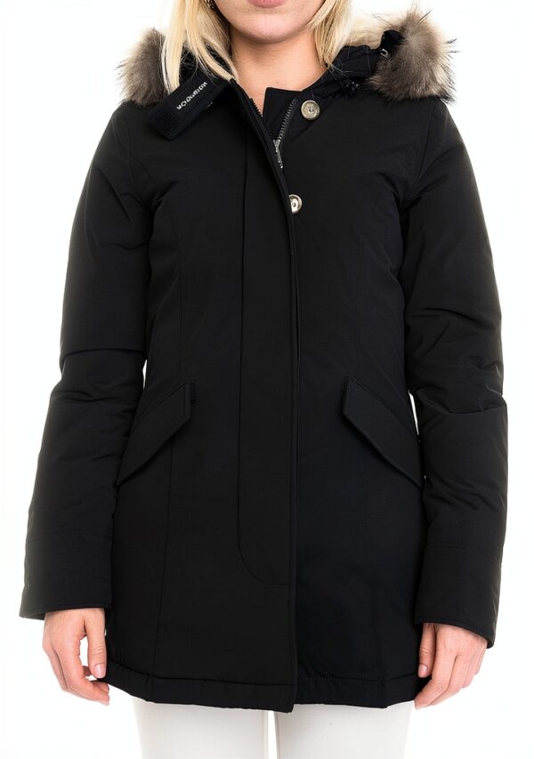 Woolrich Giaccone Donna Nero Lana Cappotto Inverno-4